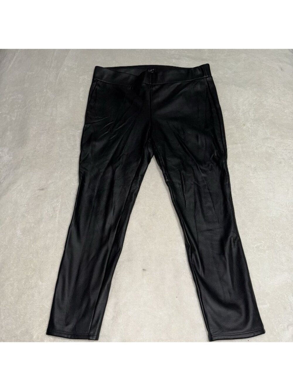 LOFT Faux Leather Black Pull On Crop Leggings Women’s Large